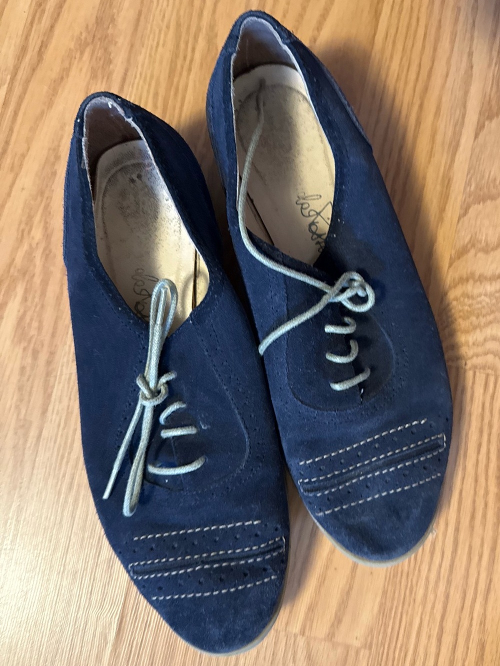 Italian Navy Suede Oxford Lace-Up Shoes
